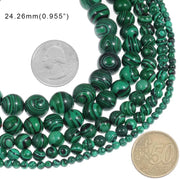 Natural Malachite Round Beads 15.5 Inch Polished Price For 5 Strands