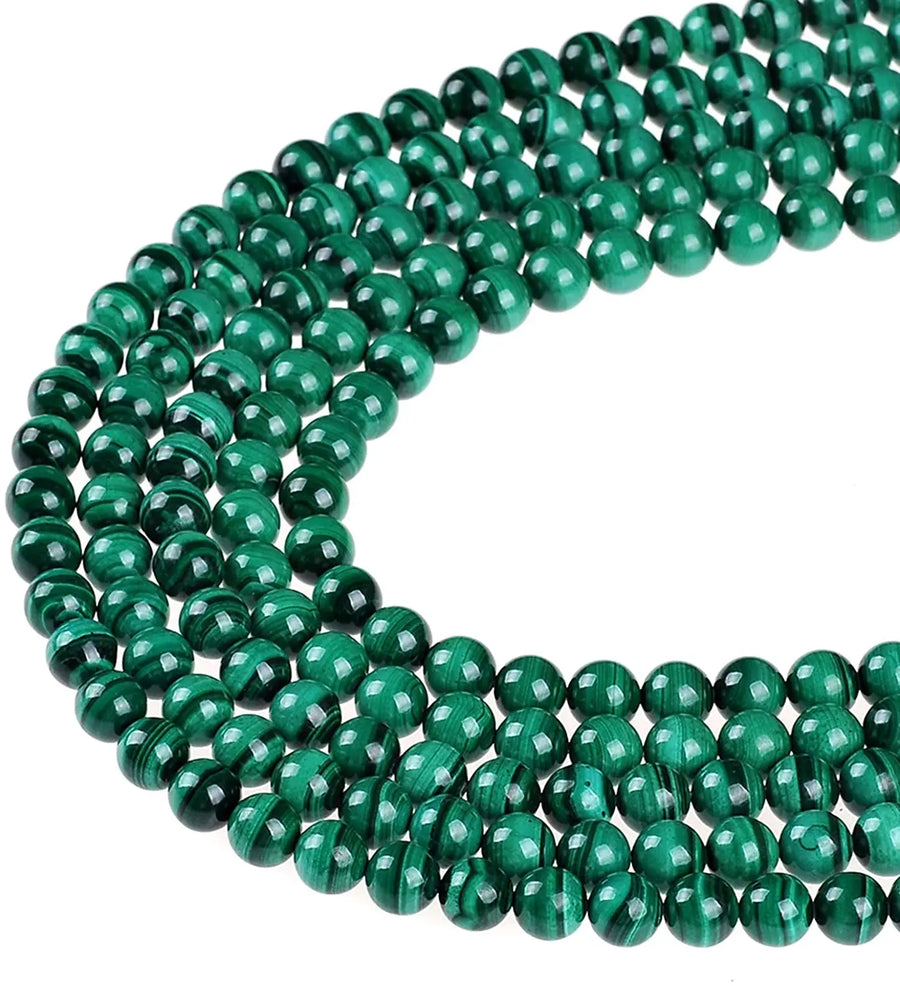 Natural Malachite Round Beads 15.5 Inch Polished Price For 5 Strands