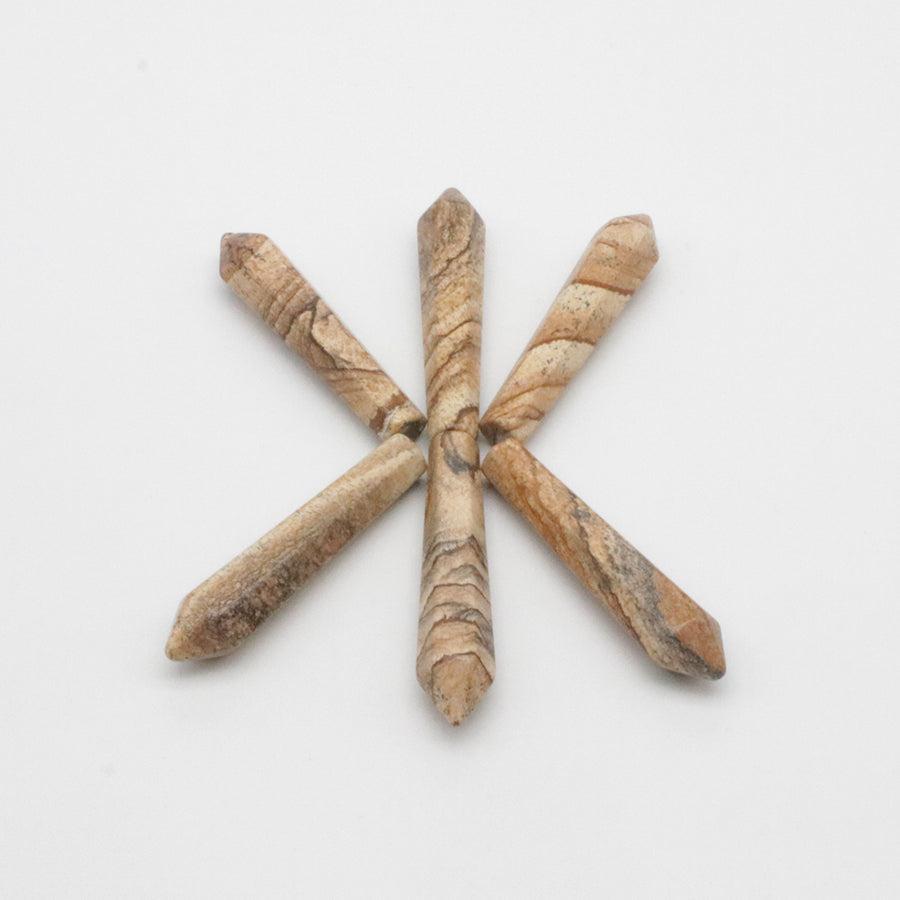 Natural Stone Hexagon Prism Loose Beads
