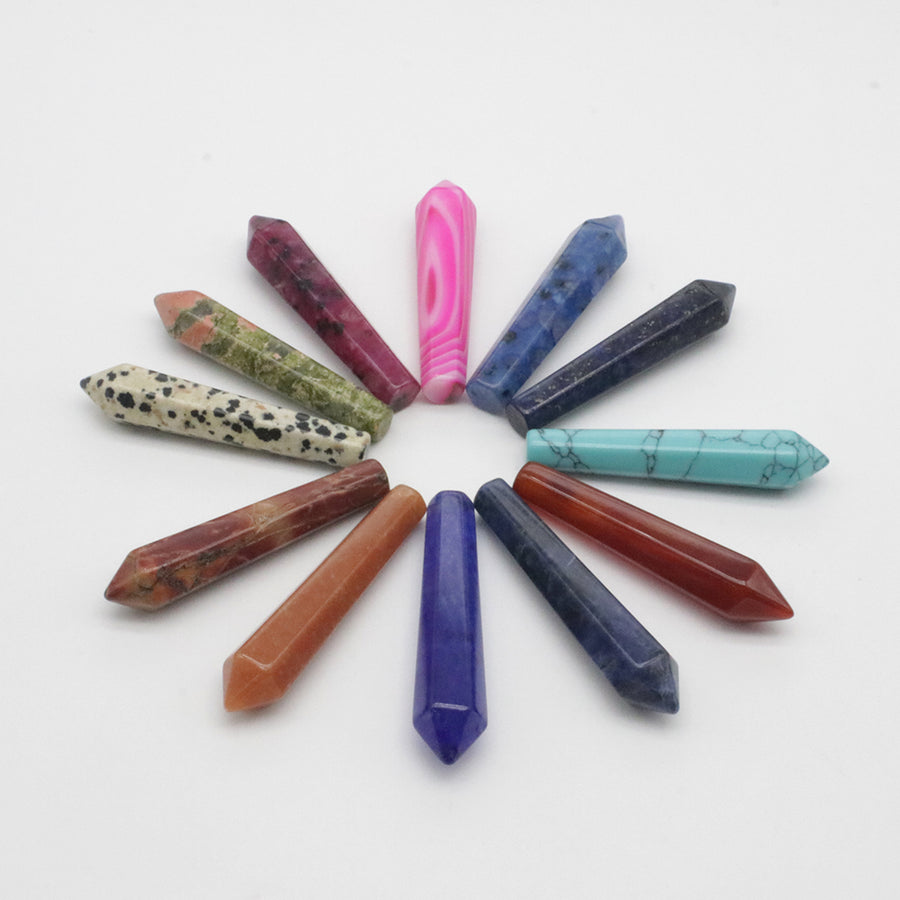 Natural Stone Hexagon Prism Loose Beads