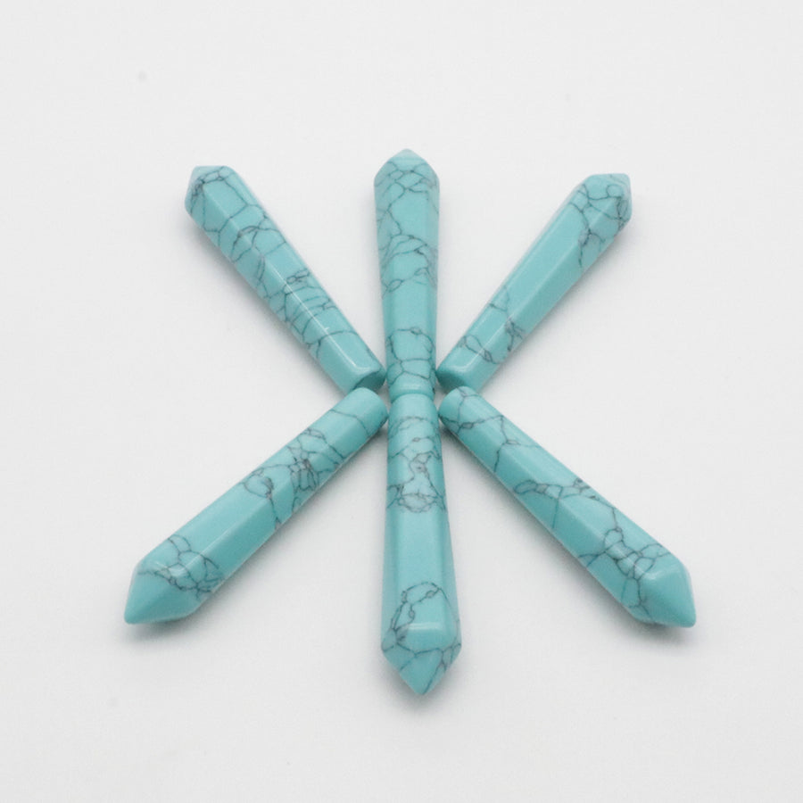 Natural Stone Hexagon Prism Loose Beads