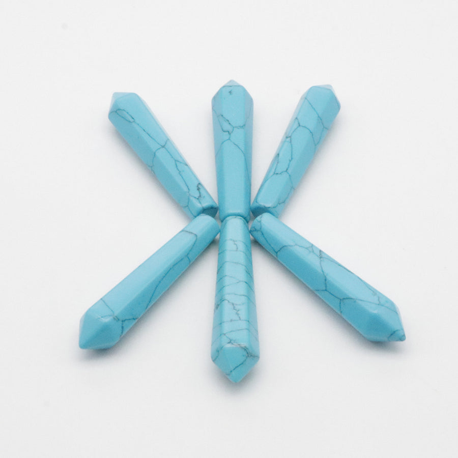 Natural Stone Hexagon Prism Loose Beads