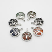 Natural Stone Life Tree Circular Pendant