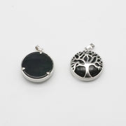 Natural Stone Life Tree Circular Pendant