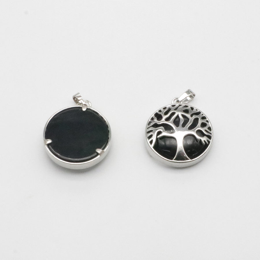 Natural Stone Life Tree Circular Pendant