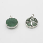 Natural Stone Life Tree Circular Pendant