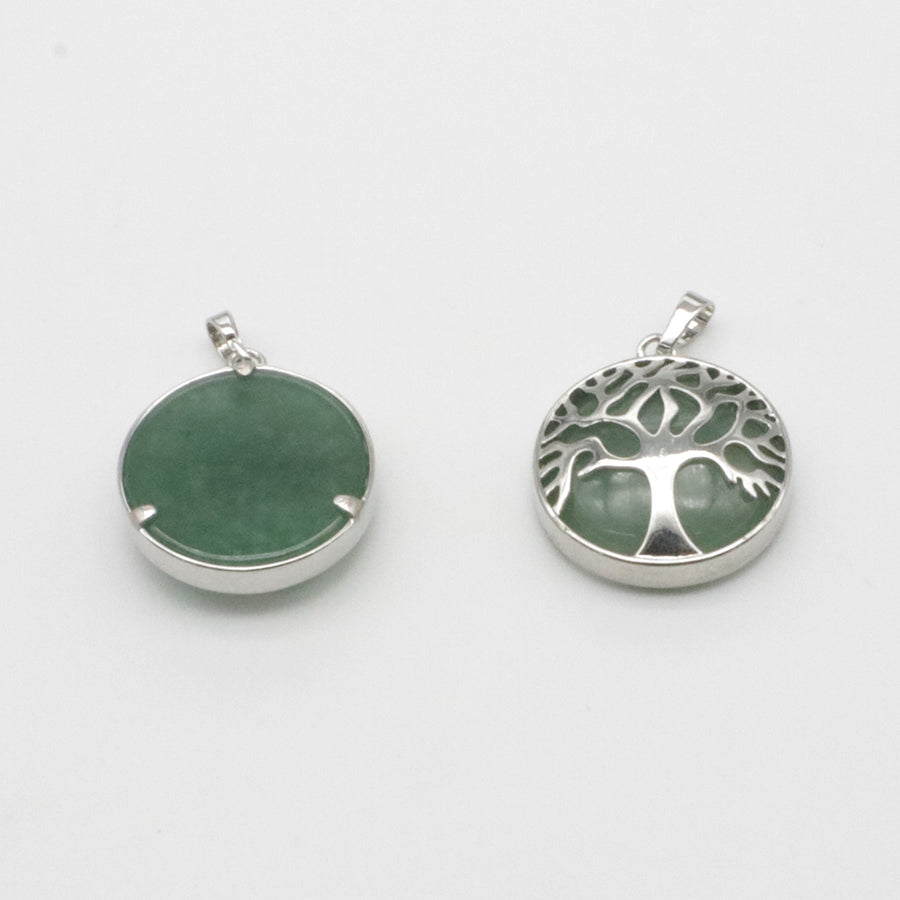 Natural Stone Life Tree Circular Pendant
