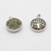 Natural Stone Life Tree Circular Pendant