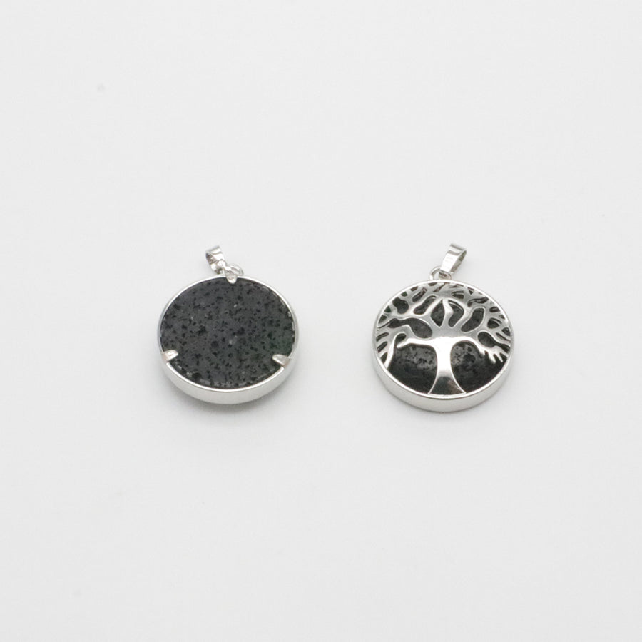 Natural Stone Life Tree Circular Pendant