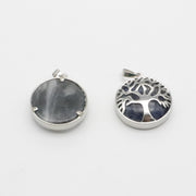 Natural Stone Life Tree Circular Pendant