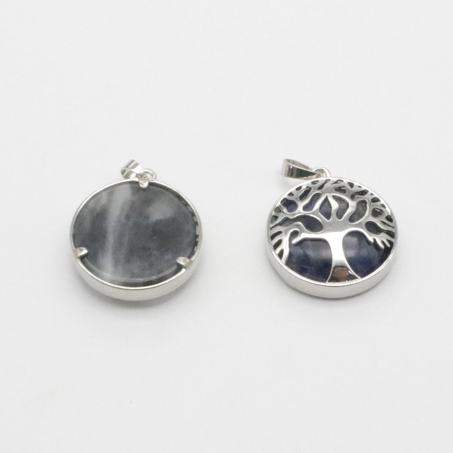 Natural Stone Life Tree Circular Pendant