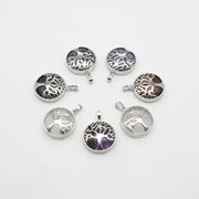 Natural Stone Life Tree Circular Pendant