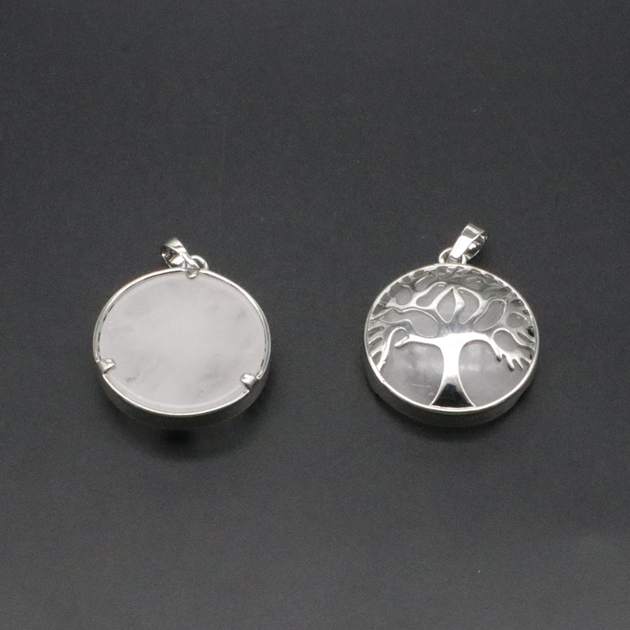 Natural Stone Life Tree Circular Pendant