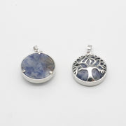 Natural Stone Life Tree Circular Pendant