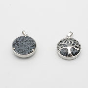Natural Stone Life Tree Circular Pendant