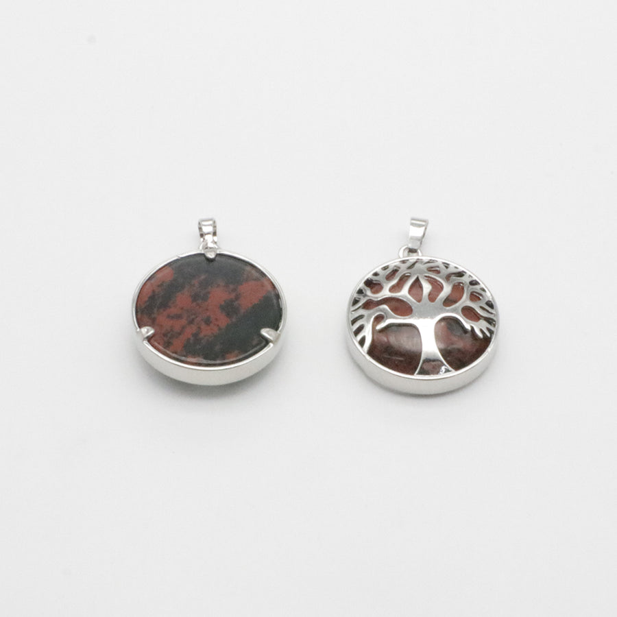 Natural Stone Life Tree Circular Pendant