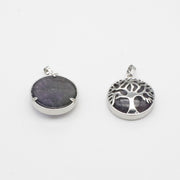 Natural Stone Life Tree Circular Pendant