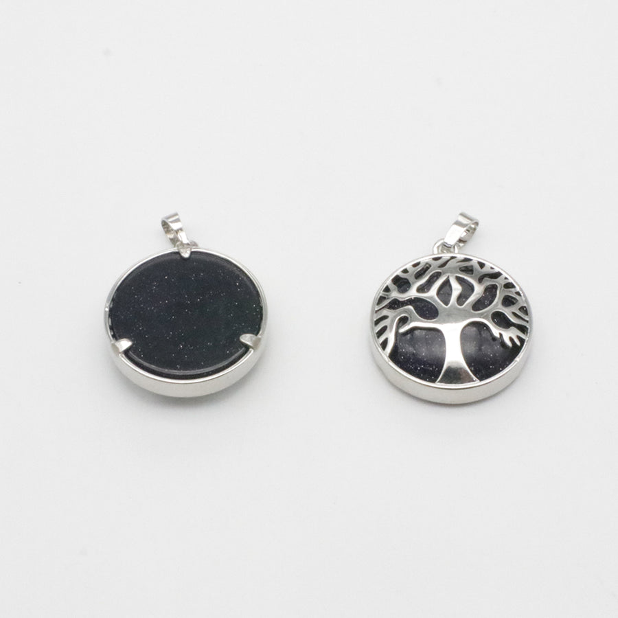 Natural Stone Life Tree Circular Pendant