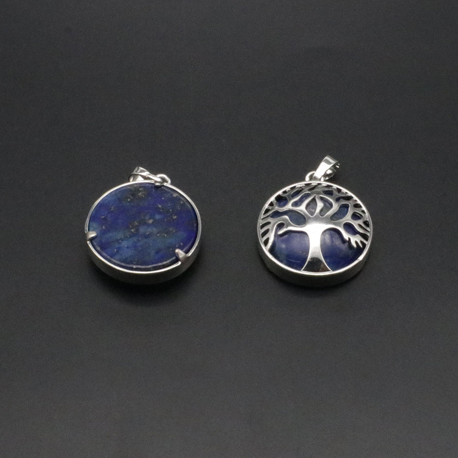 Natural Stone Life Tree Circular Pendant