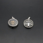 Natural Stone Life Tree Circular Pendant