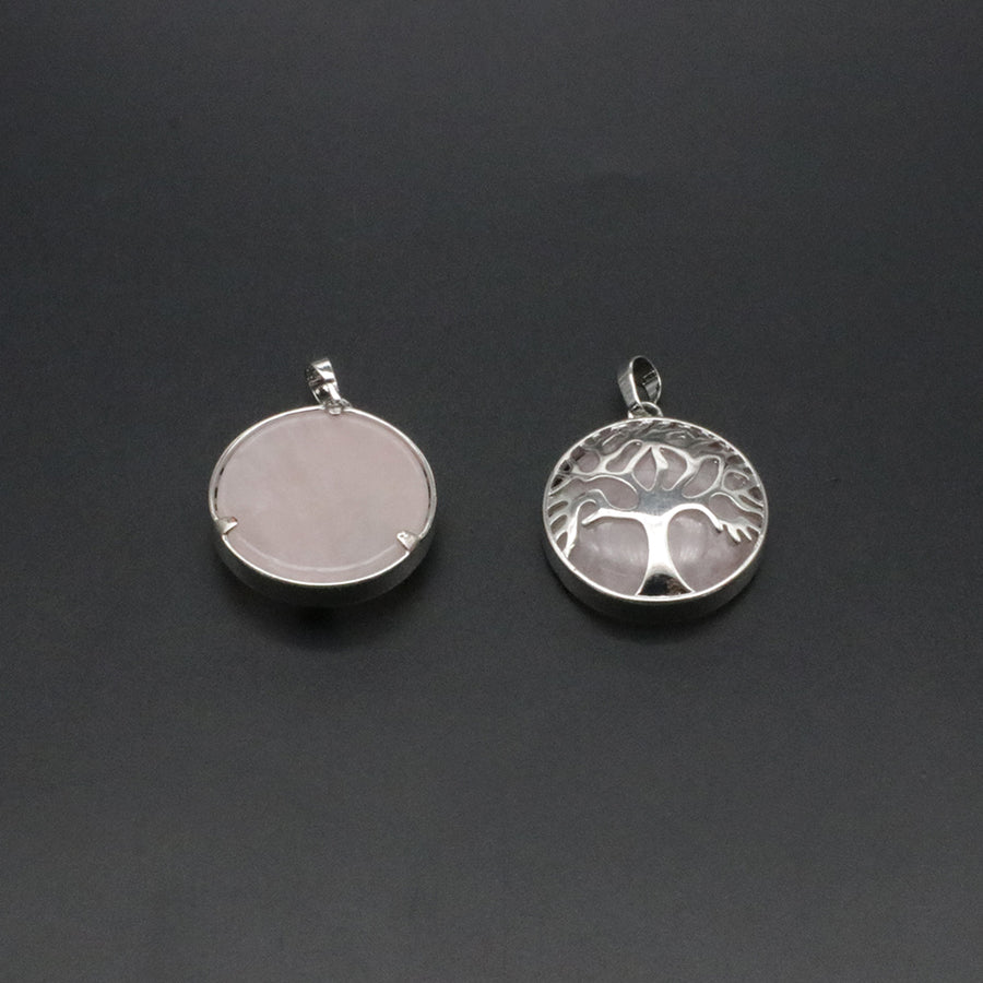 Natural Stone Life Tree Circular Pendant