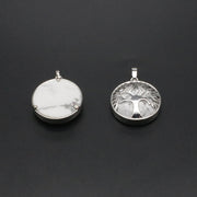 Natural Stone Life Tree Circular Pendant