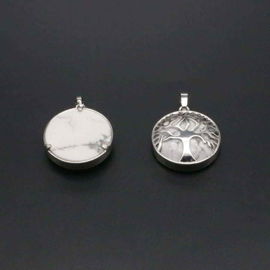 Natural Stone Life Tree Circular Pendant