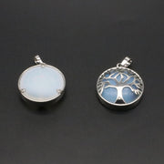 Natural Stone Life Tree Circular Pendant