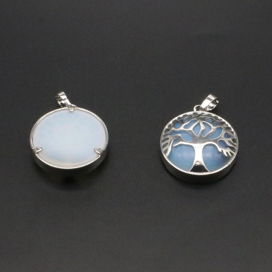 Natural Stone Life Tree Circular Pendant