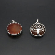 Natural Stone Life Tree Circular Pendant