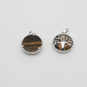 Natural Stone Life Tree Circular Pendant