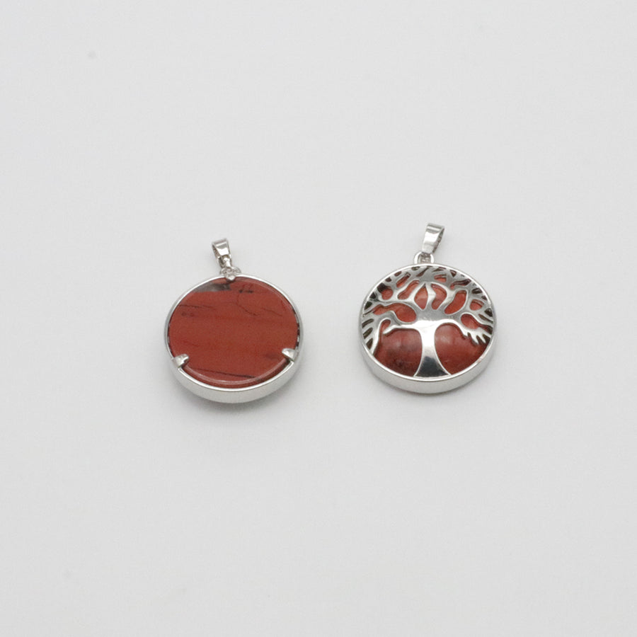 Natural Stone Life Tree Circular Pendant