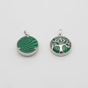 Natural Stone Life Tree Circular Pendant