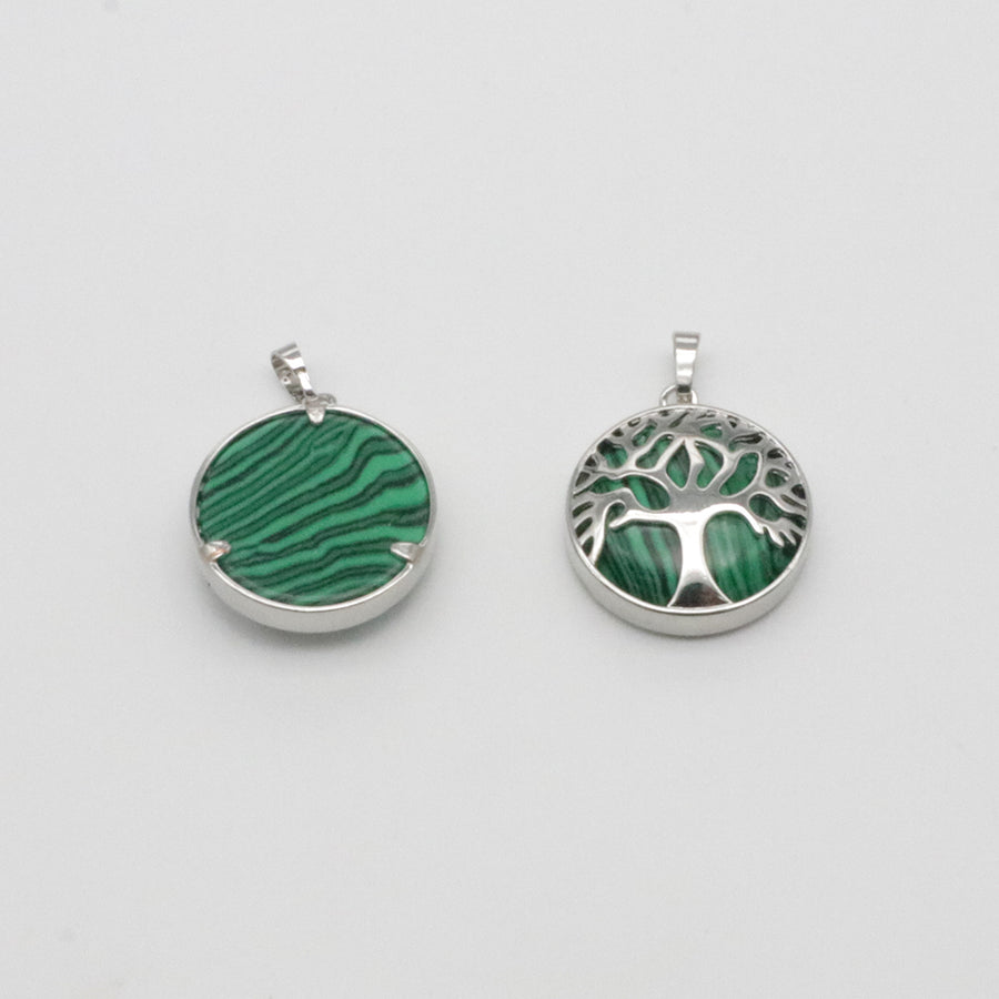 Natural Stone Life Tree Circular Pendant