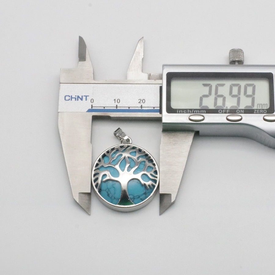 Natural Stone Life Tree Circular Pendant