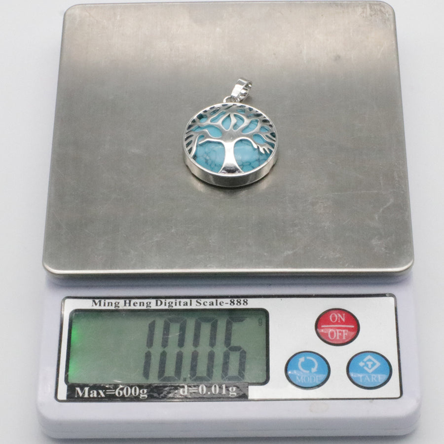 Natural Stone Life Tree Circular Pendant