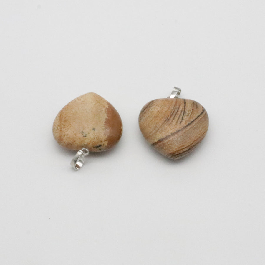 30 mm Natural Stone Heart Charm