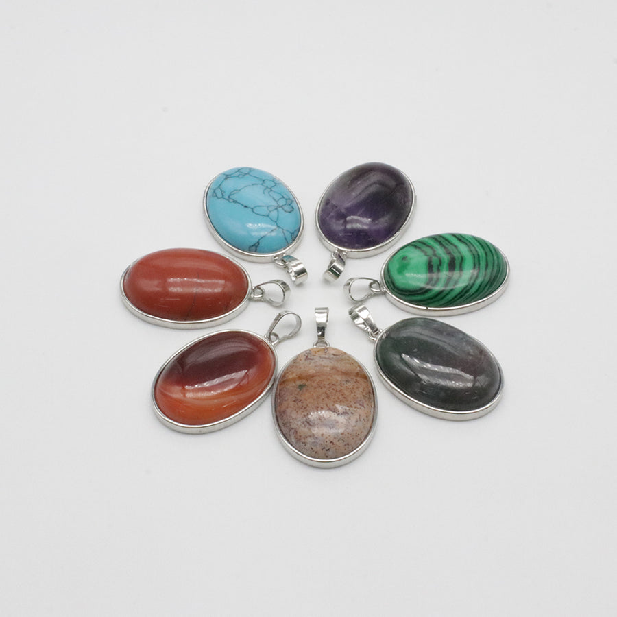 Natural Stone Oval Shape Pendant Price For 10 PCS