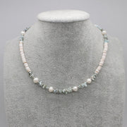 Nice Classic Sweety Elegant Larimar And Morganite Chips Choker