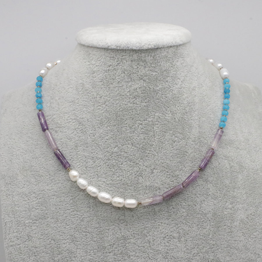 Nice Simple Style of Natural Stone Beads Pearl Necklace