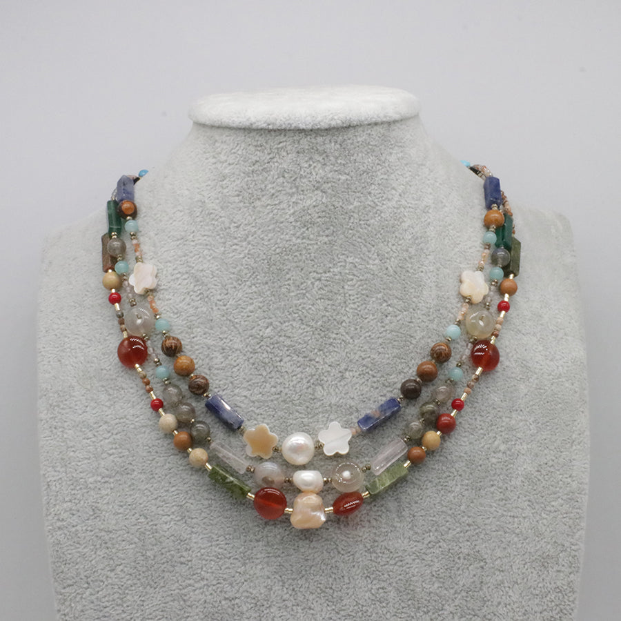 Nice Autumn Winter Season Gemstone Beads Necklace