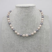 Nice Shell Pearl With Carved Brass Beads Necklace