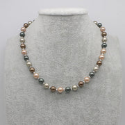 Nice Shell Pearl With Carved Brass Beads Necklace