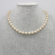 Nice Shell Pearl With Carved Brass Beads Necklace