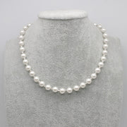 Nice Shell Pearl With Carved Brass Beads Necklace