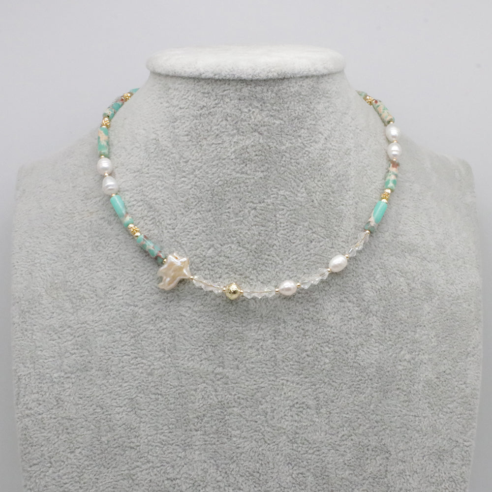 Nice Baluoke Fresh Water Pearl With Imperial Stone Choker