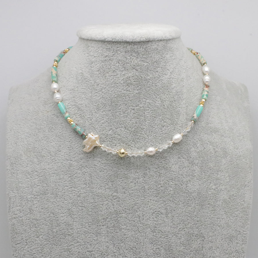 Nice Baluoke Fresh Water Pearl With Imperial Stone Choker