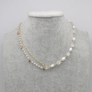 Nice Metal Style Fresh Water Pearl  Necklace