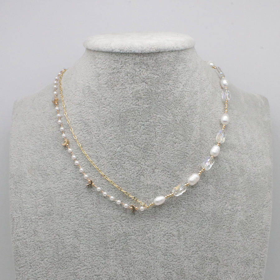 Nice Metal Style Fresh Water Pearl  Necklace