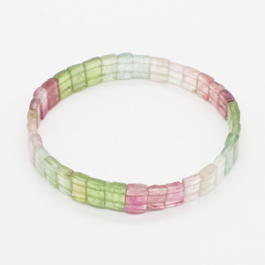 8 mm Square Colorful Tourmaline Bracelet